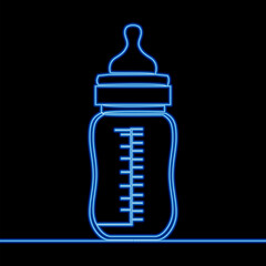 Fototapeta premium Glowing neon Baby bottle Feeding bottle icon. Milk bottle sign icon neon concept