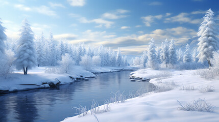 winter wonderlandd landscape with mountain