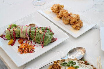 Dinner at an outdoor table