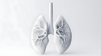 Human lung isolated on white health anatomy chest body section 3d background with medical respiratory biology organ healthy care or pulmonary internal breathe system and x-ray respiration treatment. - obrazy, fototapety, plakaty