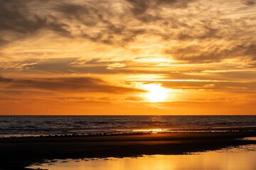 Scenic view of a beautiful sunset over the tranquil sea