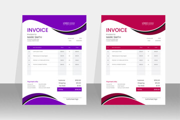 Invoice template design, Invoicing quotes, money bills, price invoices, payment agreement design, business invoice.