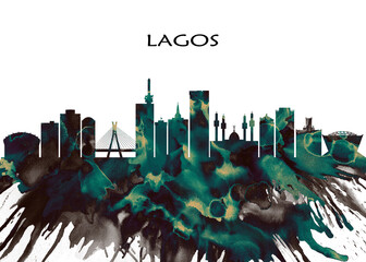 Lagos Skyline. Cityscape Skyscraper Buildings Landscape City Downtown Abstract Landmarks Travel Business Building View Corporate Background Modern Art Architecture 