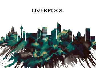 Liverpool Skyline. Cityscape Skyscraper Buildings Landscape City Downtown Abstract Landmarks Travel Business Building View Corporate Background Modern Art Architecture 