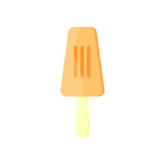 Illustration of orange ice cream or popsicle icon with stick  for shop logo, stickers, planners, etc. isolated on white background