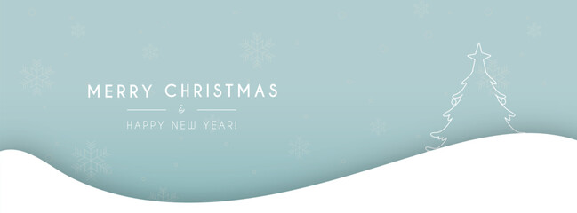 Christmas and happy new year facebook banner template - obrazy, fototapety, plakaty
