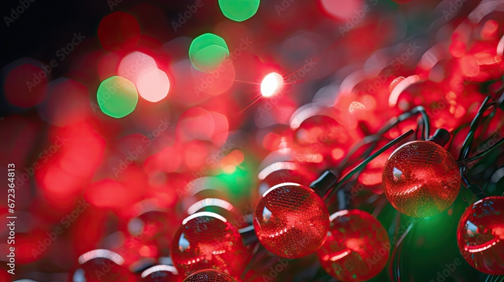 Poster a bunch of red and green lights that are on a string of red and green lights that are on a string of