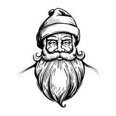 sketch Santa Claus. Black and white hand drawn vector illustration isolated.