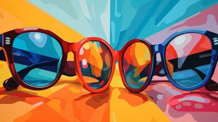 Fotobehang pop art of sunglasses ai generated image © Alena Shelkovnikova
