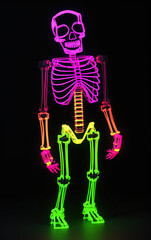 neon skeleton on black