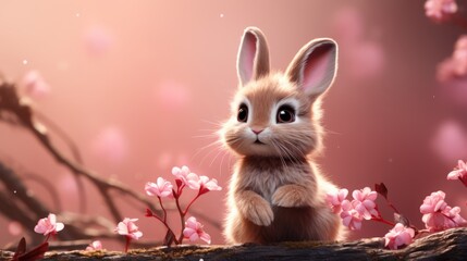 little nice rabbit in spring ai generated