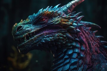 Obraz premium Enchanted Mystical Dragon Closeup