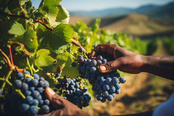 Obraz premium Agricultor recolectando uvas