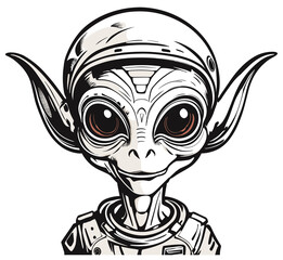 Fototapeta premium Monochrome adorable happy Alien illustration