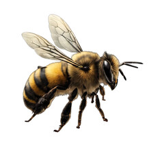 A flying bee isolated on transparent background