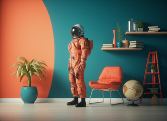 Cosmonaut in a living room.