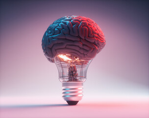 Bulb in the shape of a brain. Brainstorming creative idea.