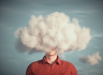 Man with his head in the clouds.