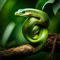 green snake on a tree