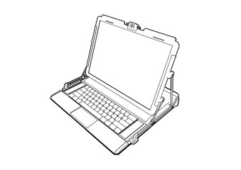 Cyberpunk Laptop Computer Silhoutte Illustration