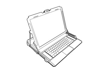 Cyberpunk Laptop Computer Silhoutte Illustration
