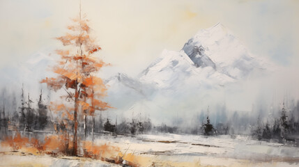 Obraz na płótnie Canvas High Snow Mountains in Autumn