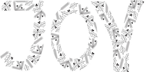 Christmas wish "JOY". Leinart. High quality vector illustration.