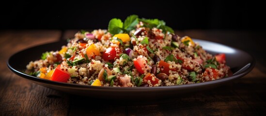 A plate with a salad made of quinoa