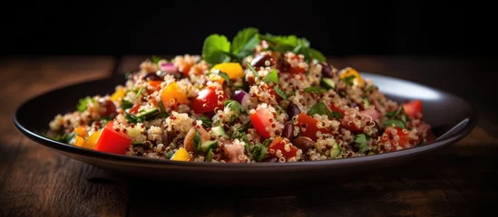 Fotobehang A plate with a salad made of quinoa © AkuAku