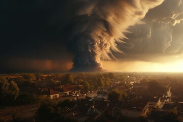 Dramatic thunderstorm tornado in Europe. natural disasters. destruction of cities by nature. disasters in the world.