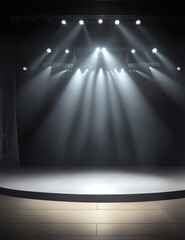 An Empty Stage Bathed in Spotlights