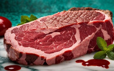 A Juicy Slab of Raw Meat with a Refreshing Touch of Mint