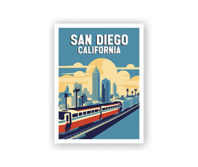 San Diego Illustration Art. Travel Poster Wall Art. Minimalist Vector art. Vector Style. Template of Illustration Graphic Modern Poster for art prints or banner design.