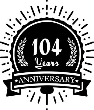 Elegant Black and White Commemorative Circular Stamp for 104th Anniversary Celebration
