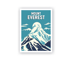 Mount Everest Illustration Art. Travel Poster Wall Art. Minimalist Vector art. Vector Style. Template of Illustration Graphic Modern Poster for art prints or banner design.