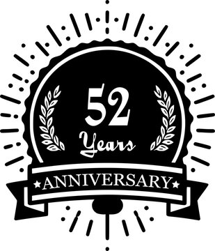 Elegant Black and White Commemorative Circular Stamp for 52th Anniversary Celebration
