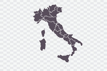 Italy Map Graphite Color on White Background quality files Png