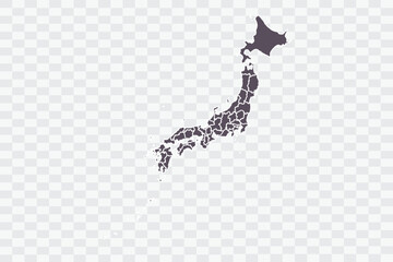 Japan Map Graphite Color on White Background quality files Png