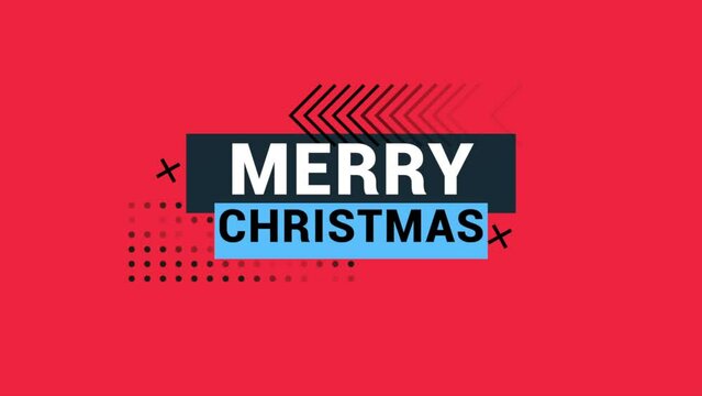 Merry Christmas text with dots and zigzag on red gradient, motion holidays and winter style background for New Year and Merry Christmas