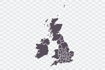 Uk Counties Map Graphite Color on White Background quality files Png