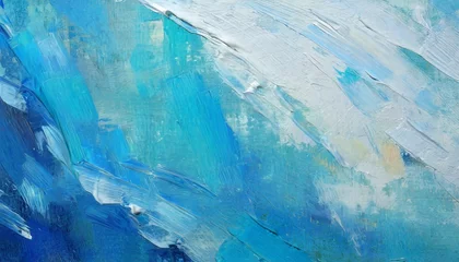 Fotobehang Trazos de pintura al óleo de colores azules vibrantes, abstracto, fondo de pantalla, brillante © Elena