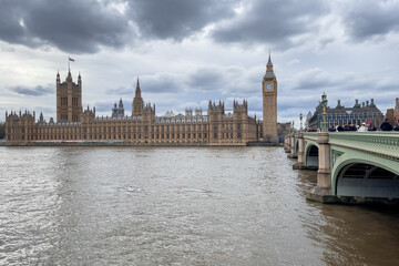 Palace of Westminster and Big Ben tower in London, England