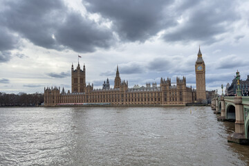 Palace of Westminster and Big Ben tower in London, England