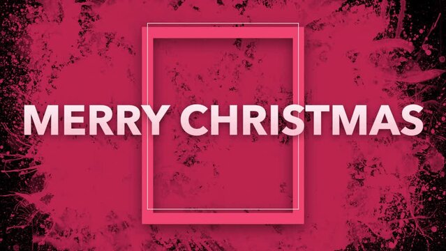 Merry Christmas text with red watercolor on black background, motion holidays and art style background for New Year and Merry Christmas