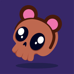 Isolated cute skull with bear ears Vector