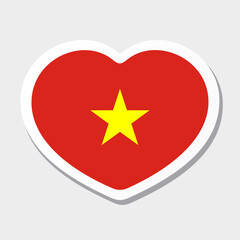 Flag of Vietnam icon. Vector heart sticker.