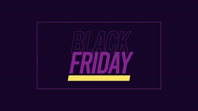 Modern Black Friday text in frame on purple gradient, motion abstract holidays, minimalism and promo style background