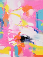 Acrylic Abstract Painting with Neon Colors Background
