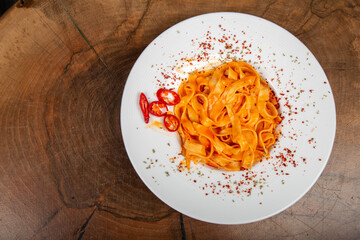 Delicious Italian pasta, Spaghetti, Fettuccine, Macaroni, Fusilli, Bow ties, Penne
