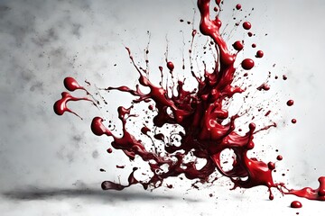 blood drop on red background - obrazy, fototapety, plakaty